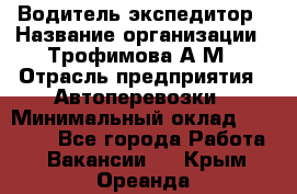 Водитель-экспедитор › Название организации ­ Трофимова А.М › Отрасль предприятия ­ Автоперевозки › Минимальный оклад ­ 65 000 - Все города Работа » Вакансии   . Крым,Ореанда